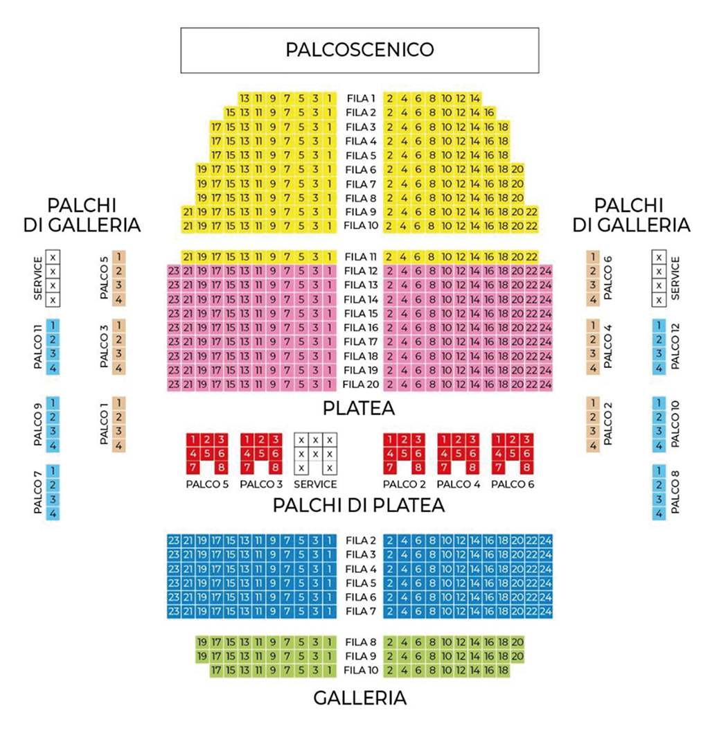 Piantina dei posti in sala Teatro Latina